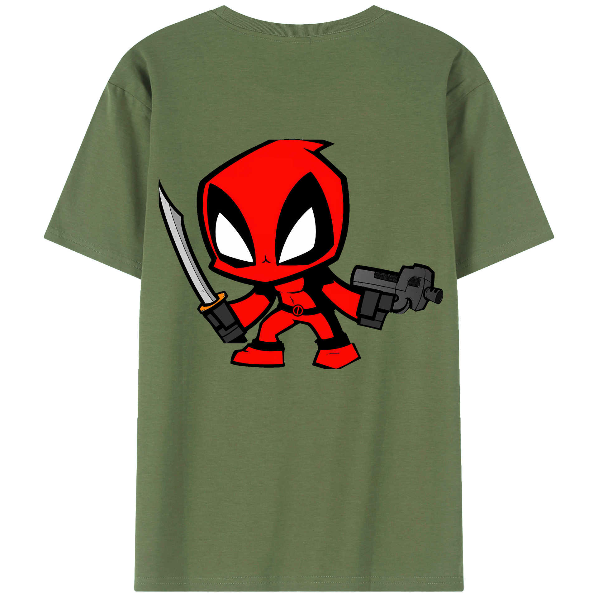 （画像用） Deadpool デッドプール 綿100％ メンズ半袖Tシャツ（バックプリント） 通気性